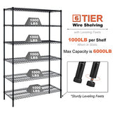 YYkokocat 6000Lbs Capacity Heavy Duty Storage Shelves Commercial Wire Shelving Unit and Storage Adjustable NSF 6 Tier Metal Rack Shelf on Wheels for YYkokocat