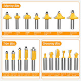 Newdeli 35 Pcs Tungsten Carbide Tipped Router Bit Set 1/2 Inch Shank for Woodworking Beginners and Commercial Users with Aluminum Alloy Storage Box Newdeli