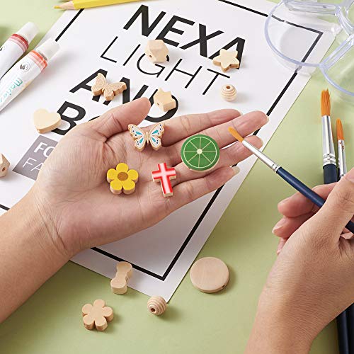 Elecrelive 100pcs/box Assorted Natural Wood Spacer Beads 10 Styles Unfinished Wooden Loose Beads for Arts Crafts DIY Jewelry Making Hole:1.5-3mm EEE ELECRELIVE