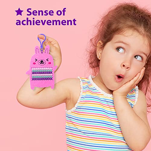 KRAFUN Beginner My First Cross Stitch Kit for Kids Arts & Crafts, 6 Easy Projects of Felt Keyring, Bag, Pillow Craft, Instructions, Gift for Girls KRAFUN