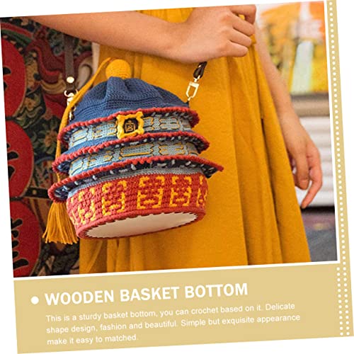 STOBOK 10 Pcs Woven Bag Base Wood Base for Crochet Handbag Weaving Board Basket Weaving Supplies Wood Bag Bottom Unfinished Wooden Round Weaving STOBOK