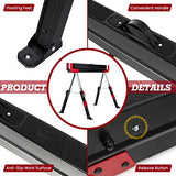 Goplus Saw Horses 2 Pack Folding, Heavy Duty Steel Sawhorse w/24”-32.5” Adjustable Height, 2x4 Supporting Arms, 2600LBS Capacity, Support Pegs, Goplus