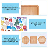 WEBEEDY 3 Sets Glass Mosaic Tiles Mosaic Kit with Bamboo Coaster DIY Mosaic Coaster Kit DIY Mosaic Crafts Kits Mosaic Coaster Making Kit for Drinks WEBEEDY