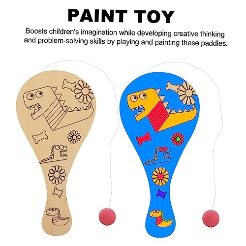 Abaodam 8pcs Graffiti Blank Racket Unfinished Paddle Toy Paddle Party Favor Blank Painting Paddle Toy Paddle with Greek Zapper Indoor Racket Kids Abaodam