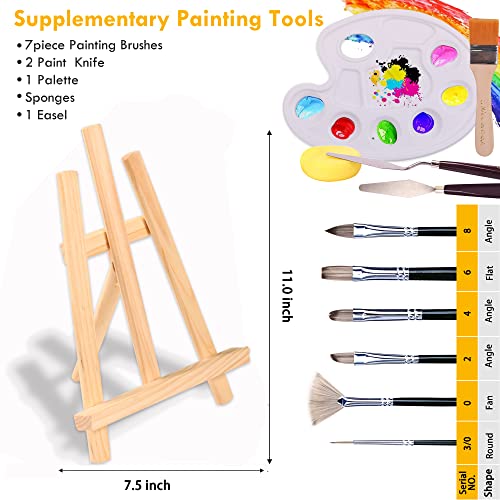 Kalour Acrylic Paint Set 56 pcs,Painting Supplies with 24 Acrylic Paint,16 Sheets Acrylic Pad,Painting Brushes,Canvas,Palette,Easel - Art Craft KALOUR