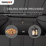 Sunjoy 10 x 12 ft. Wood Gazebo, Outdoor Patio Steel Hardtop Gazebo, Cedar Framed Wooden Gazebo with 2-Tier Metal Roof, Suitable for Patios, Lawn and Sunjoy