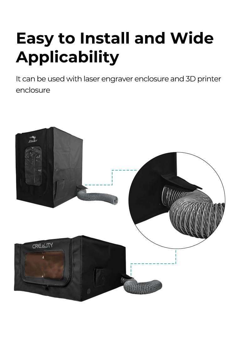 Creality Upgraded Fume Extraction Kit for Ender Plus 3D Printer Enclosure-with Exhaust Fan Interface or Laser Engraver Enclosure Pro Efficient - WoodArtSupply