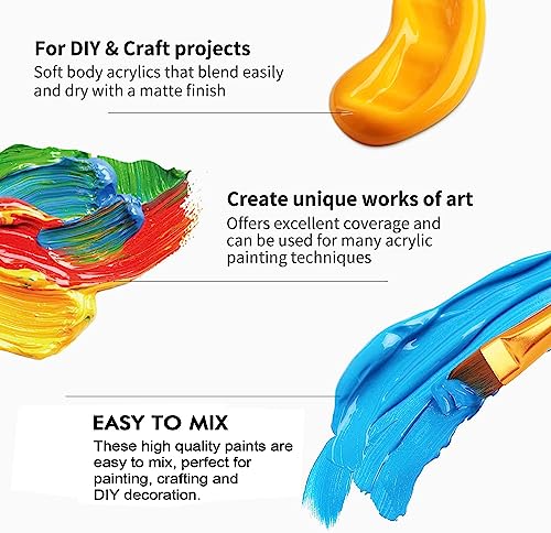 Acrylic Paint Set 24 Colors Acrylic Paints for Painting, Art Craft Paint Gift for Artists Kids Beginners, Pumpkin Canvas Ceramic Rock Painting Kit SNOW COOLER