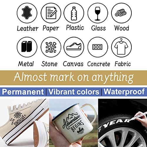 White and Black Paint Pens Paint Markers - 6 Pack Permanent Oil Based Paint Pen, Medium Tip, Quick Dry and Waterproof Marker for Rock, Wood, Metal, Overseas