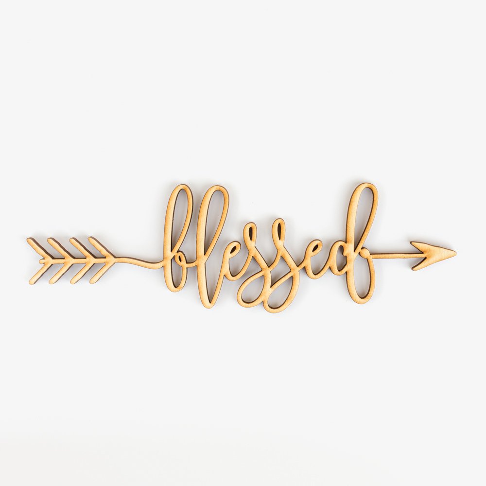 Blessed Arrow Wood Sign Blessed Decor Wall Art Unfinished 18" x 5.5" Woodums