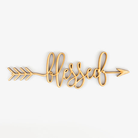 Blessed Arrow Wood Sign Blessed Decor Wall Art Unfinished 18" x 5.5" Woodums