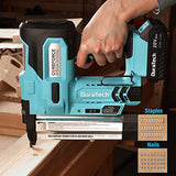 DURATECH 20V Cordless Brad Nailer, 18 Gauge, 2-in-1 Nail/Staple Gun for Upholstery, Carpentry, Including 2.0Ah Rechargeable Battery, 1H Quick DURATECH