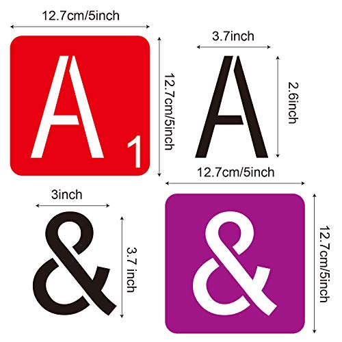 30 Pieces 5 Inch Scrabble Style Tile Stencil Letters with 50 Pieces Unfinished Square Wood 5 Inch for Home Decor & DIY Projects, Family Names CZONG