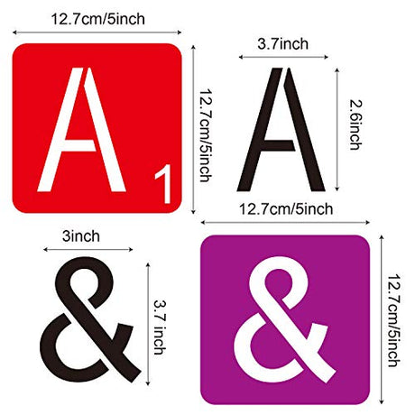 30 Pieces 5 Inch Scrabble Style Tile Stencil Letters with 50 Pieces Unfinished Square Wood 5 Inch for Home Decor & DIY Projects, Family Names CZONG