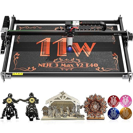 NEJE 3 Max V2 Laser Engraver, Upgrade Laser Engraving Cutting Machine with 31.1”x 18.5”(790x470mm) Large Working Area,11W E40 Laser CNC Cutter and NEJE