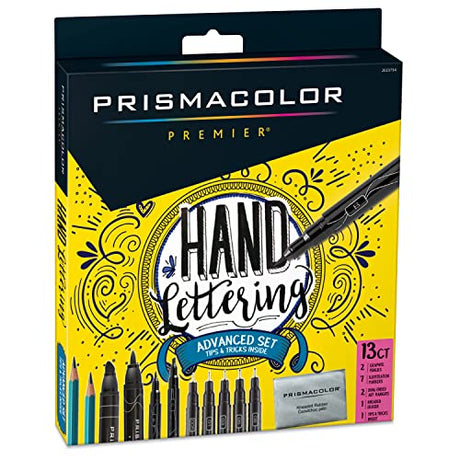 Prismacolor Premier Advanced Hand Lettering Set with Illustration Markers, Art Pens, Pencils, Eraser and Tips Pamphlet, 13 Count Prismacolor