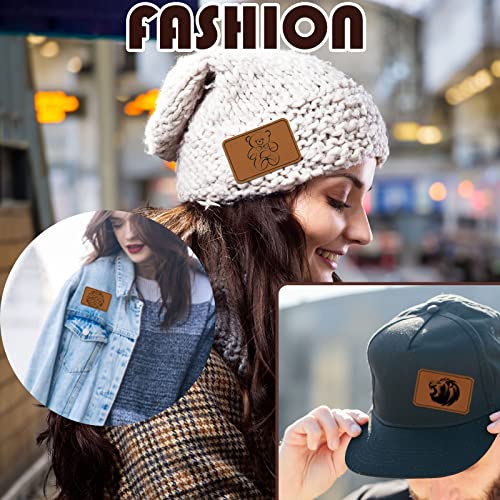 20 Pcs Rectangle Leatherette Hat Patches with Adhesive, Rustic Leatherette Custom Patches Faux Blank Leather Patches for Hats, Custom Fabric Repair HINGTAI