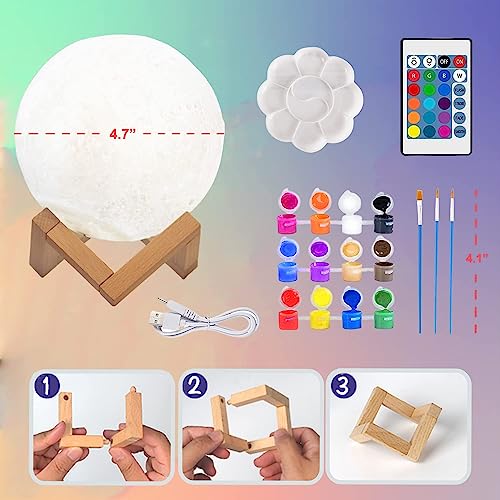 Paint Your Own Moon Lamp Kit, Arts and Crafts for Kids Ages 8-12, Crafts DIY