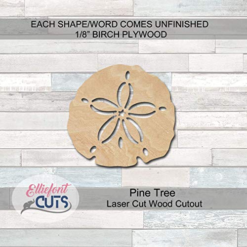 Sand Dollar Wooden Cutouts for crafts, Laser Cut Wood Shapes 5mm thick Baltic Birch Wood, Multiple Sizes Available Elliefont Styles