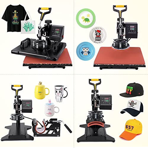 Seeutek 8 in 1 Heat Press Machine 12x15 inch Digital T Shirt Pressing Machine 360-Degree Swing Away Multifunctional Tshirt Press Machine Heat - WoodArtSupply