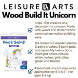 LEISURE ARTS - 3D Puzzle, 14 Piece kit, Wood Build It Unicorn, Wood Building Kits, DIY Wood Projects, Wooden 3D Puzzles, Wood Kits for All Ages, Wood LEISURE ARTS