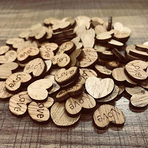LIOOBO 500Pcs Wood Crafts Wooden Crafts Wooden Hearts Love Wooden Buttons 100pcs Bamboo LIOOBO