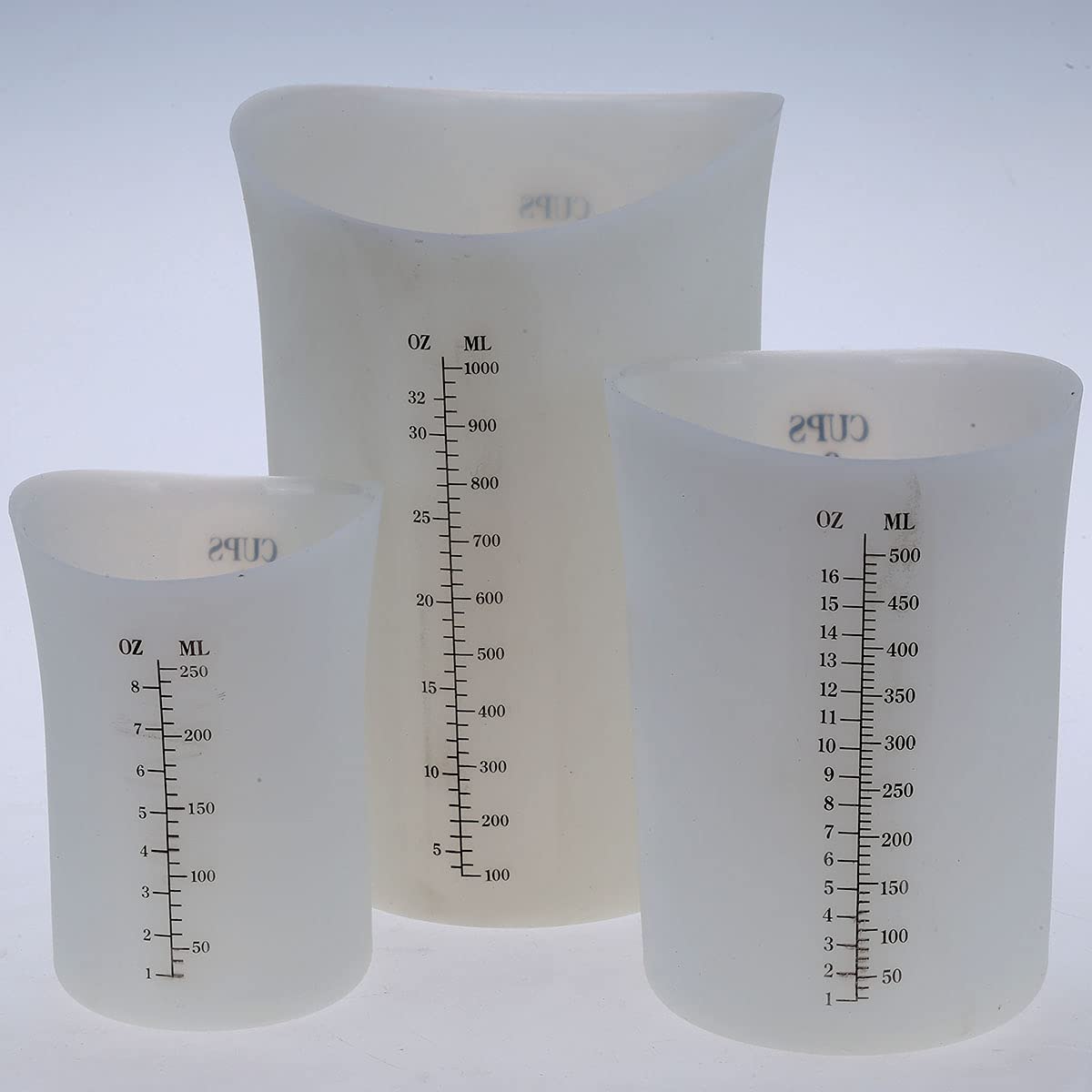 Szxc Silicone Flexible Nestable Measuring Cups Set for Epoxy Resin, Butter, Chocolate - 4 Cup + 2 Cup + 1 Cup - Melt Stir Squeeze & Pour - BPA Free - Szxc