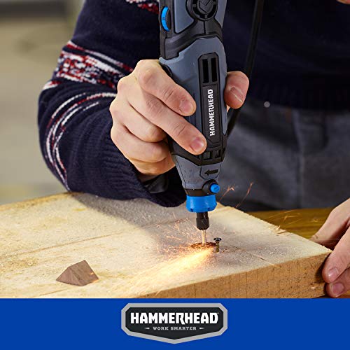 Hammerhead 1.2-Amp Rotary Tool with 62 Accessory Attachments and Carrying Case – HART012 Hammerhead