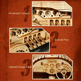 3D Wooden Mechanical Car Model Puzzle by ROKR - DIY Self-Assembly Vehicle Kit for All Ages ROKR
