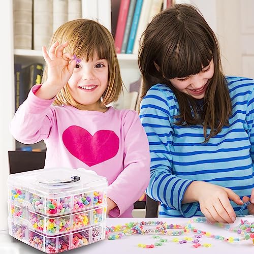 krstinta Jewelry Making Bead Kits for Girls Over 1800 PCS Bracelet Making Kit Beads for Kids Includes Cute Beads, Strings and Accessories with