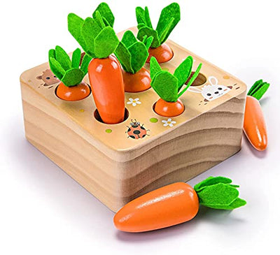 Ancaixin Montessori Toys for Babies 6-12 Months, Wooden Toys for 1 Year Old Boys and Girls, Educational Carrot Harvest Toy for Toddlers, Shape