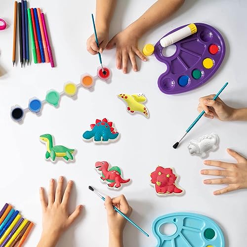 Funto Dinosaur Painting Kit for Kids, Paint Your Own Figurines with Magnet, 27 PCS Arts and Crafts Set, Ceramics to Paint, STEAM Projects Creative Funto