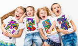Splat Planet Butterflies T-Shirt with 10 Non-Toxic Washable Magic Markers - Color in and Wash Out and Color in Again T-Shirt (9-11 Years) White Splat Planet