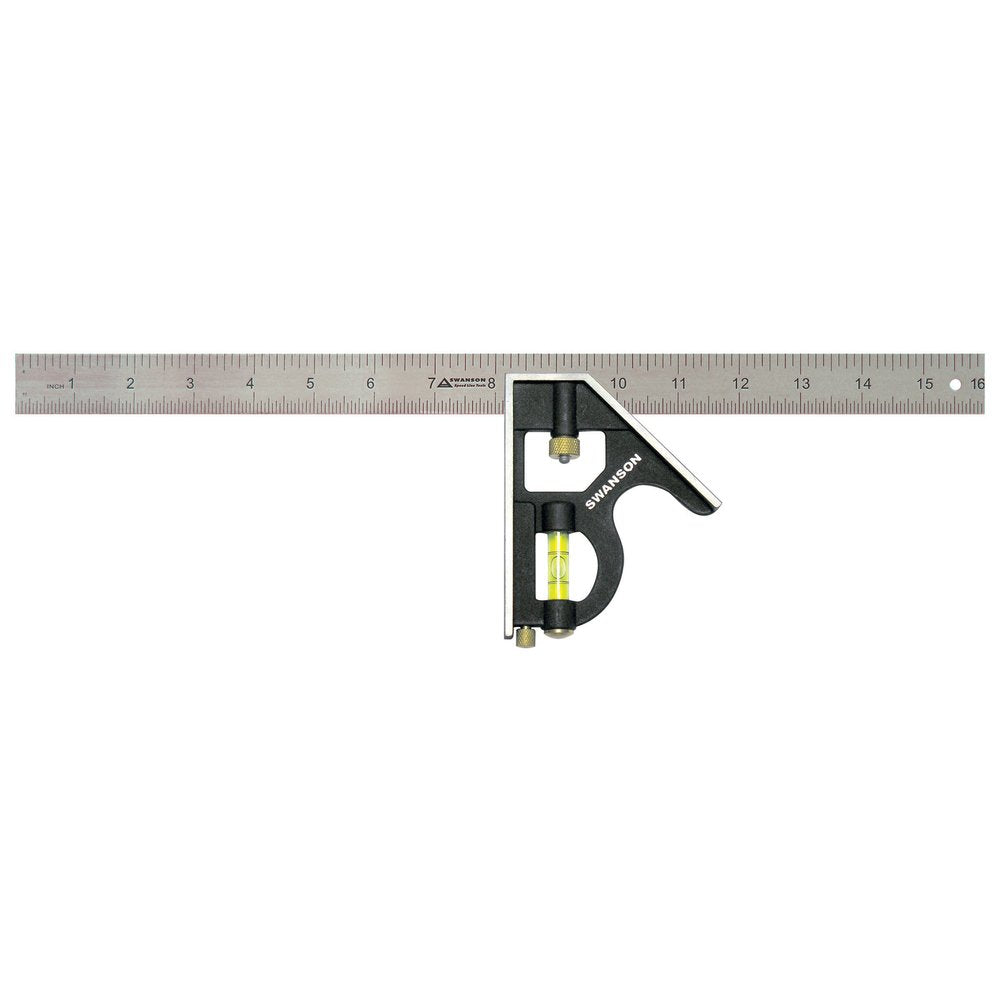 Swanson Tool Co TC134 16 inch Combo Square (Cast Zinc Body, Stainless Steel Rule, Inches/Metric Marks and Brass Bolt) Swanson Tool Co., Inc