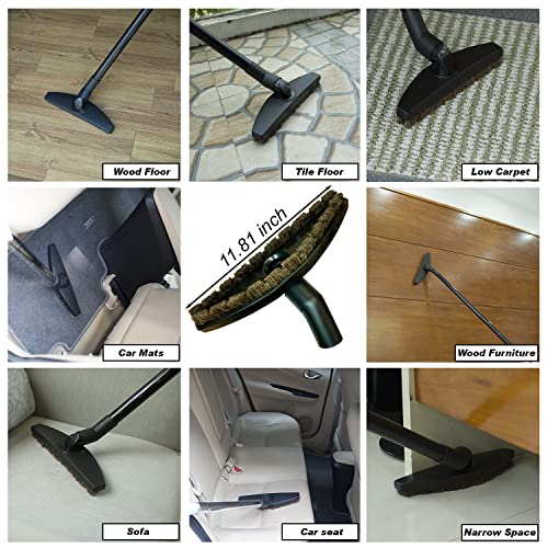 Replacement Vacuum Floor Brush Head with 32MM Connection & 1-3/8-Inch to 1-1/4-Inch Adapter | Works on Low Carpet & All Floors | Horse Hair Hardwood GHAMADE