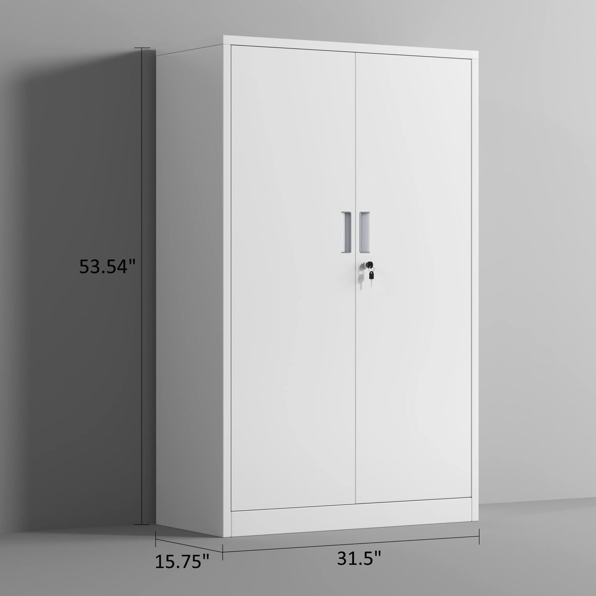 JINKUR Metal Storage Cabinet with Locking Doors and 3 Adjustable Shelves, 53.5-Inch Lockable Storage Cabinets for Home Office Garage Kitchen Pantry JINKUR