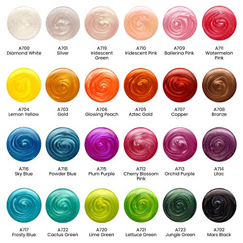 Arteza Metallic Watercolor Paints, Set of 24 Half Pans, Pearl Paint, Vibrant and Pearlescent Hues, Includes Storage Tin & Water Brush, Art Supplies ARTEZA