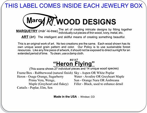 MarqArt Wood Art Heron Box - Handmade USA - Unmatched Quality - Unique, No Two are the Same - Original Work of Wood Art. A Heron Gift, Ring, Trinket MarqArt