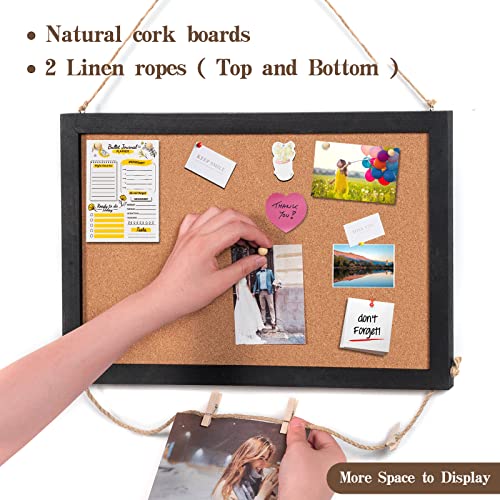 Miratino Cork Board Bulletin Board, 16 x 11 Inches Wooden Frame Pin Board, Cute Cork Boards for Walls Hanging for Office, Home Decor, School (Pins, Miratino