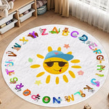 Round ABC Alphabet, Animals Educational Rug, Kids Area Rug, Washable Nursery Rug for Kids Bedroom, Non-Slip Play Mat Ultra Soft Non-Slip Carpet Fubullish