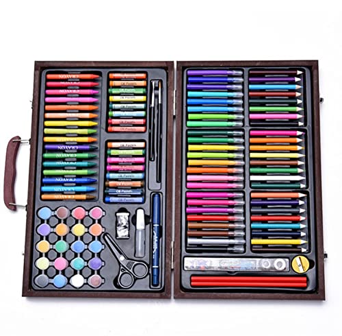 SMSOM Art Supplies, Wooden Art Set Crafts Drawing Painting Kit, Portable Art Case Art Kit Includes Oil Pastels, Crayons, Colored Pencils, Gift for - WoodArtSupply