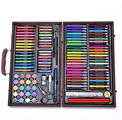 SMSOM Art Supplies, Wooden Art Set Crafts Drawing Painting Kit, Portable Art Case Art Kit Includes Oil Pastels, Crayons, Colored Pencils, Gift for - WoodArtSupply