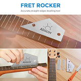 Alnicov Stainless Steel Guitar Fret Crowning File, Fret Rocker, Fingerboard Protectors Set Fret Leveling Grinding Tool Kit for Luthier and Guitar Alnicov