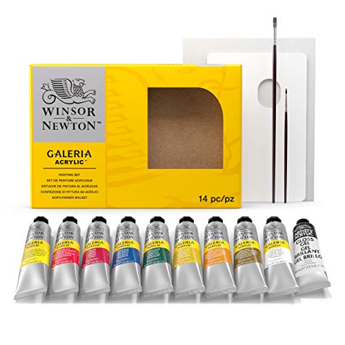 Winsor & Newton Galeria Acrylic Paint, 10 x 60ml (2--oz), Complete 14 Piece Set - WoodArtSupply