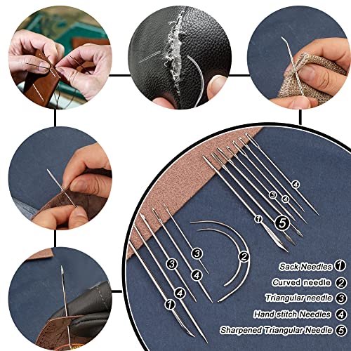 BUTUZE Leather Working Tools, Leather Tool Kit, Practical Leather Craft Kit with Waxed Thread Groover Awl Stitching Punch Hole for Leathercraft BUTUZE