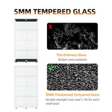 Beauty4U Elegant White Glass Display Cabinet with 4 Shelves and 2 Doors Beauty4U