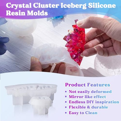 LET'S RESIN Crystal Cluster Resin Molds, Large and Small Size Crystal Shape Silicone Molds for Resin, Quartz Epoxy Resin Molds for Resin Crafts, DIY