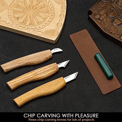 BeaverCraft Wood Carving Knife Kit for Beginners S55 Chip Carving Knives Woodworking Wood Carving Tools Set Carve Widdling Knife Kit Detail Whittling - WoodArtSupply