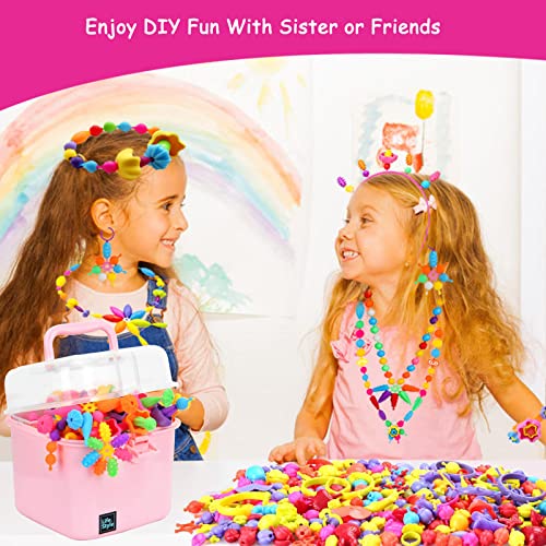 NIDOOT Pop Beads, Girls Jewelry Making Kit, Bracelet Making Kit for Girls, 550Pc+ Snap Beads for Kids, Girl Toys Age 4-5, 5 6 Year Old Girl Gift, NIDOOT