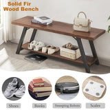 IBF Solid Wood Entryway Bench, Natural Real Wood Storage Bench, Farmhouse Wooden Shoe Bench in Entry Way Hallway Foyer Rack, Bedroom Bench Seat for IBF